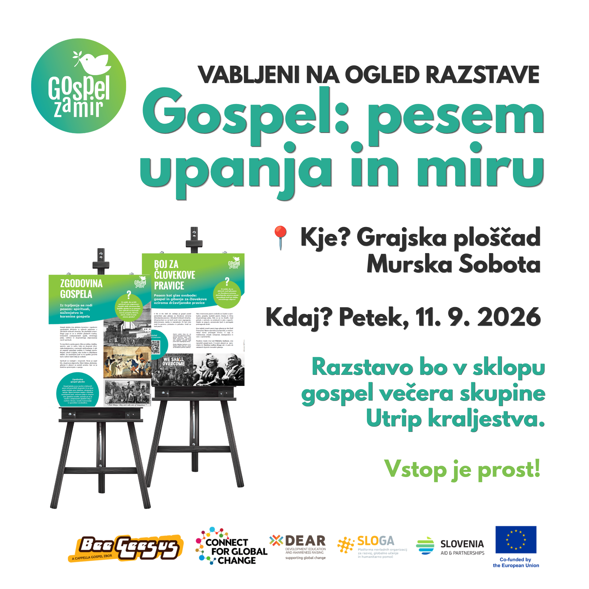 Vabilo na razstavo Gospel: pesem upanja in miru v Murski Soboti